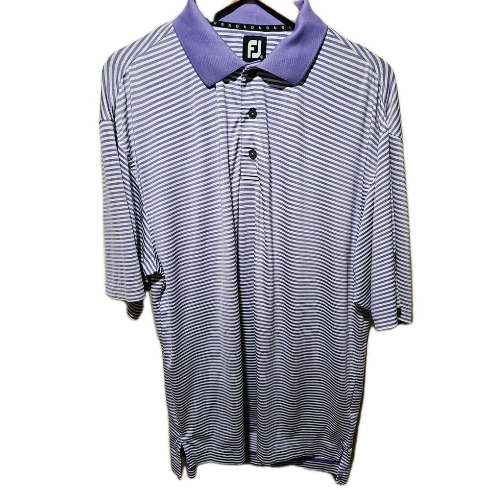 FootJoy Titleist Golf Polo Shirt Large Purple White Stripe International